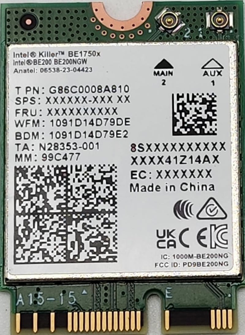Interný WLAN/Bluetooth adaptér Intel Killer Wi-Fi 7 BE1750 (BE200.NGWG.NVX)
