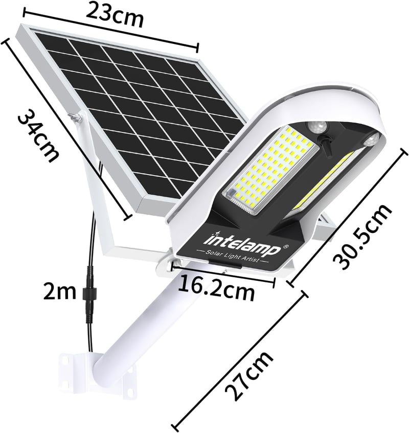 INTELAMP LED Napelemes Lámpa 12500mAh IP65 Vízálló Mozgásérzékelős Kültéri Világítás