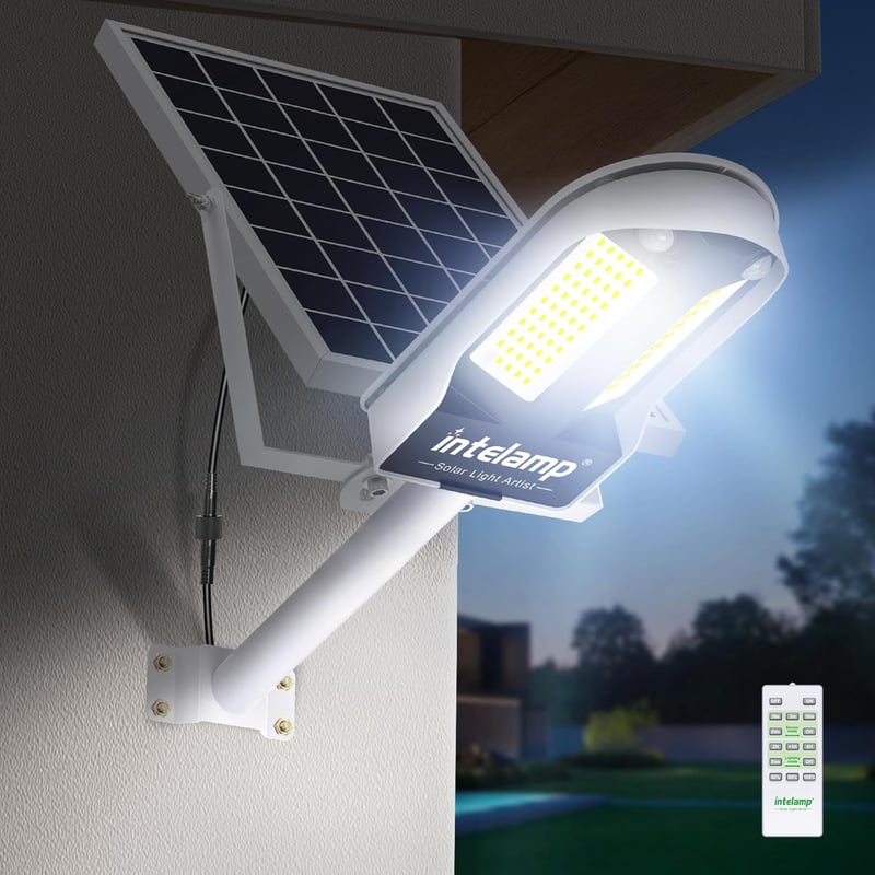 INTELAMP LED Napelemes Lámpa 12500mAh IP65 Vízálló Mozgásérzékelős Kültéri Világítás
