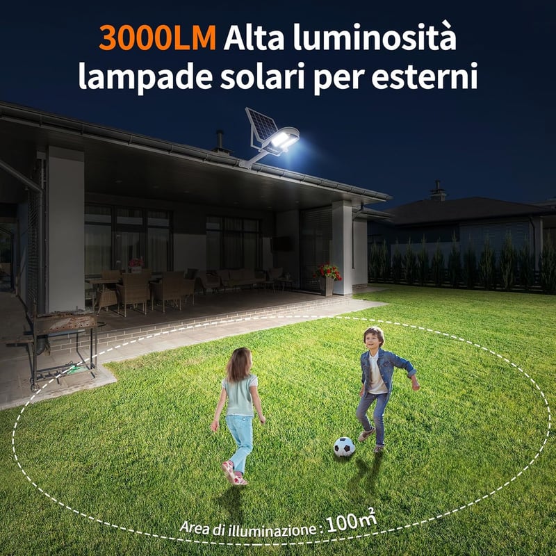 INTELAMP LED Napelemes Lámpa 12500mAh IP65 Vízálló Mozgásérzékelős Kültéri Világítás