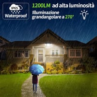 INTELAMP Napelemes Kültéri Lámpa 6000mAh 1200LM Mozgásérzékelős 270° Világítás 2db 2