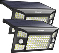 INTELAMP Napelemes Mozgásérzékelős Kültéri Lámpa 1300 LM, 2 db, IP65 Vízálló 1