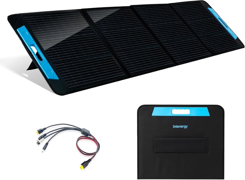 Intenergy 200W Összehajtható Napelem Panel - ETFE Felület, 1,1mm Ultravékony, IP65 Vízálló, 23,5% Hatékonyság, USB QC3.0 és Type-C, Kempinge
