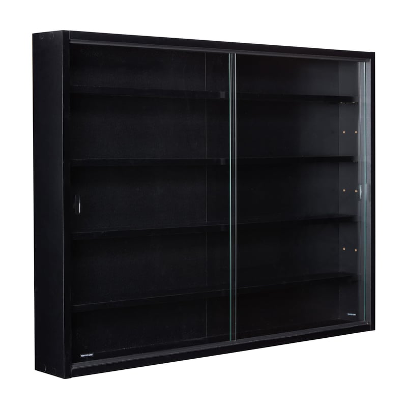 Zberateľská nástenná vitrína Inter Link Blacklava so sklenenými dvierkami, MDF, čierna, 80x60x9,5 cm