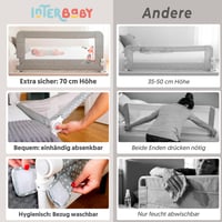 Interbaby zaštitna ogradica za dječji krevet, sklopiva, visina 70 cm, dužina 150 cm 5