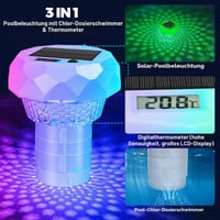 Dozator Plutitor pentru Piscină INTERESTIME cu Lampă Solară, Termometru și 8 Moduri de Iluminare – Accesoriu pentru Piscină 2