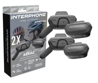 Interphone Aerial Dual Bluetooth cyklistický interkom pre 2 osoby, dosah 300 m, GPS, hudba a hovory, vodotesný, na prilbu 1
