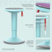 Scaun ergonomic pivotant Interstuhl UPis1, turcoaz pastel - Scaun de birou reglabil pe înălțime cu sistem anti-alunecare și protecție împotriva răsturnării - Efect de balansare - Fabricat în Germania 6