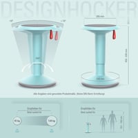 Scaun ergonomic pivotant Interstuhl UPis1, turcoaz pastel - Scaun de birou reglabil pe înălțime cu sistem anti-alunecare și protecție împotriva răsturnării - Efect de balansare - Fabricat în Germania 3