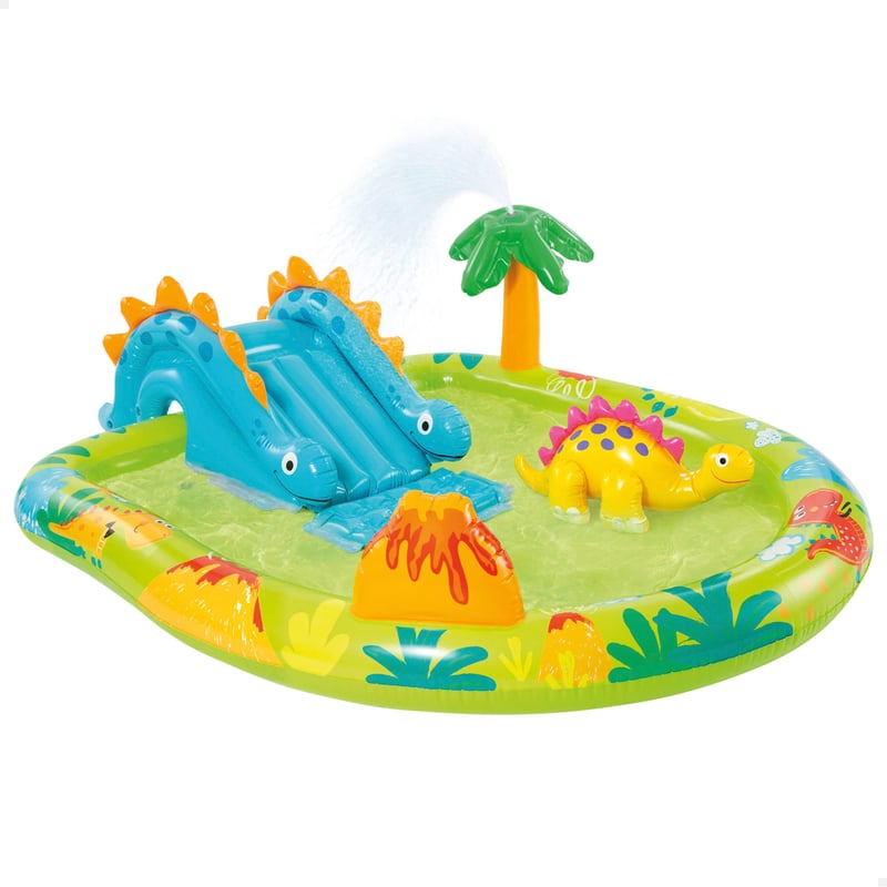 Intex 57166NP Felfújható Dinoszaurusz Játszótér Gyerekeknek - Színes Mini Vízi Játékpark 191x152x58 cm