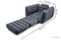 Nafukovacie kreslo a jednolôžko Intex 66551NP 2 v 1 s opierkami na ruky a držiakom na pohár, sivé, 117x224x66 cm 5
