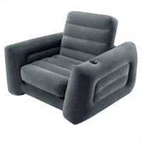Nafukovacie kreslo a jednolôžko Intex 66551NP 2 v 1 s opierkami na ruky a držiakom na pohár, sivé, 117x224x66 cm 1