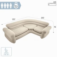 Nafukovacia rohová sedačka Intex 68575NP v béžovej farbe, 257 x 203 x 76 cm, s vinylovým povrchom, pohodlná sedacia súprava v tvare L 5