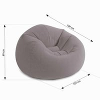 Nafukovacie kreslo Intex 68579NP, sedací vak, sivý vinyl, 114x114x71 cm, pohodlný nafukovací sedací vak 2
