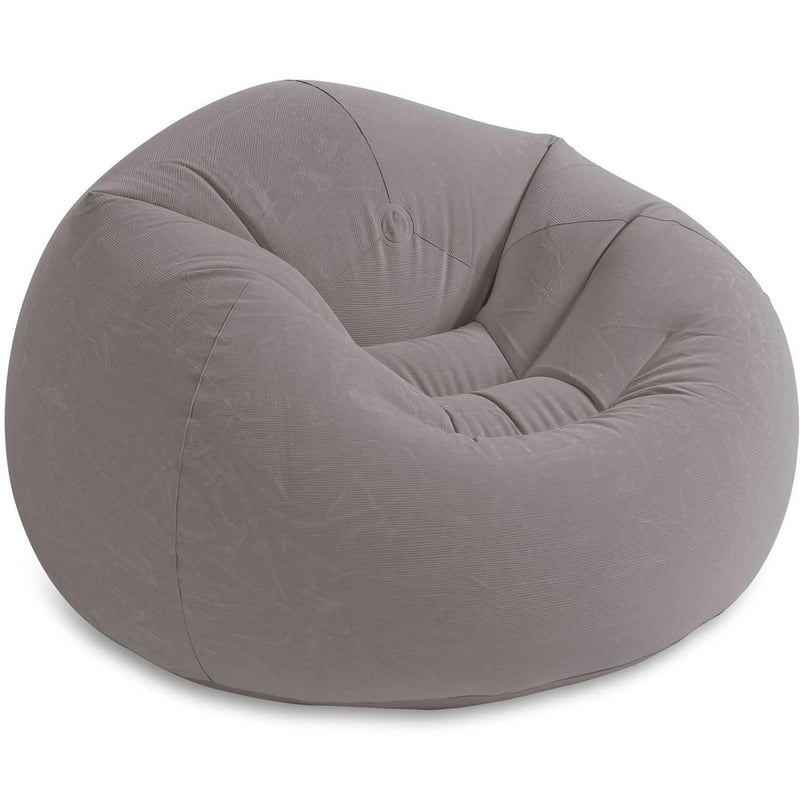 Nafukovacie kreslo Intex 68579NP, sedací vak, sivý vinyl, 114x114x71 cm, pohodlný nafukovací sedací vak