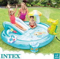 Intex Aligátor Játszóközpont - Gyerek Pancsoló Medence 160L, PVC Anyagból, Átlátszó, 40cm Átmérőjű, Tartós Vinyl 2