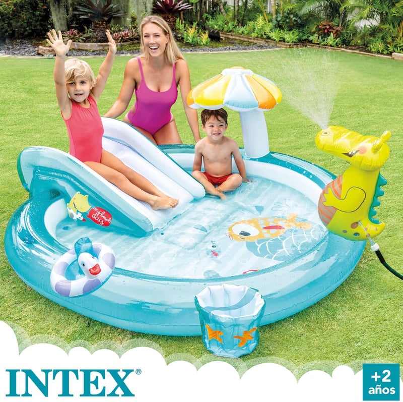 Intex Aligátor Játszóközpont - Gyerek Pancsoló Medence 160L, PVC Anyagból, Átlátszó, 40cm Átmérőjű, Tartós Vinyl