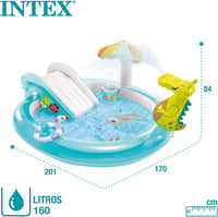 Intex Aligátor Játszóközpont - Gyerek Pancsoló Medence 160L, PVC Anyagból, Átlátszó, 40cm Átmérőjű, Tartós Vinyl 6