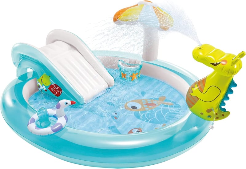 Intex Aligátor Játszóközpont - Gyerek Pancsoló Medence 160L, PVC Anyagból, Átlátszó, 40cm Átmérőjű, Tartós Vinyl