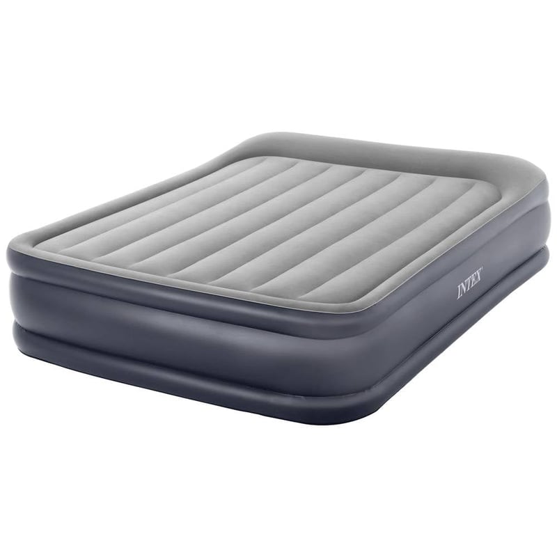 Intex Deluxe Pillow Rest Raised madrac na napuhavanje za 2 osobe s električnom pumpom 152x203x42 cm, nosivost 272 kg, pomoćni ležaj, kamp madrac, Fibre-Tech tehnologija