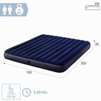 Nafukovacia posteľ pre hostí Intex Dura-Beam pre 2 osoby – 183x203x25 cm, max. 272 kg, technológia Fiber-Tech, kempingový matrac (64755) 4