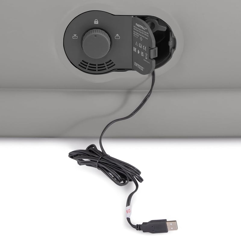 Intex Dura-Beam Prestige önfelfújó dupla matrac USB pumpával, 152x203 cm - 152x203x30 cm, Grey