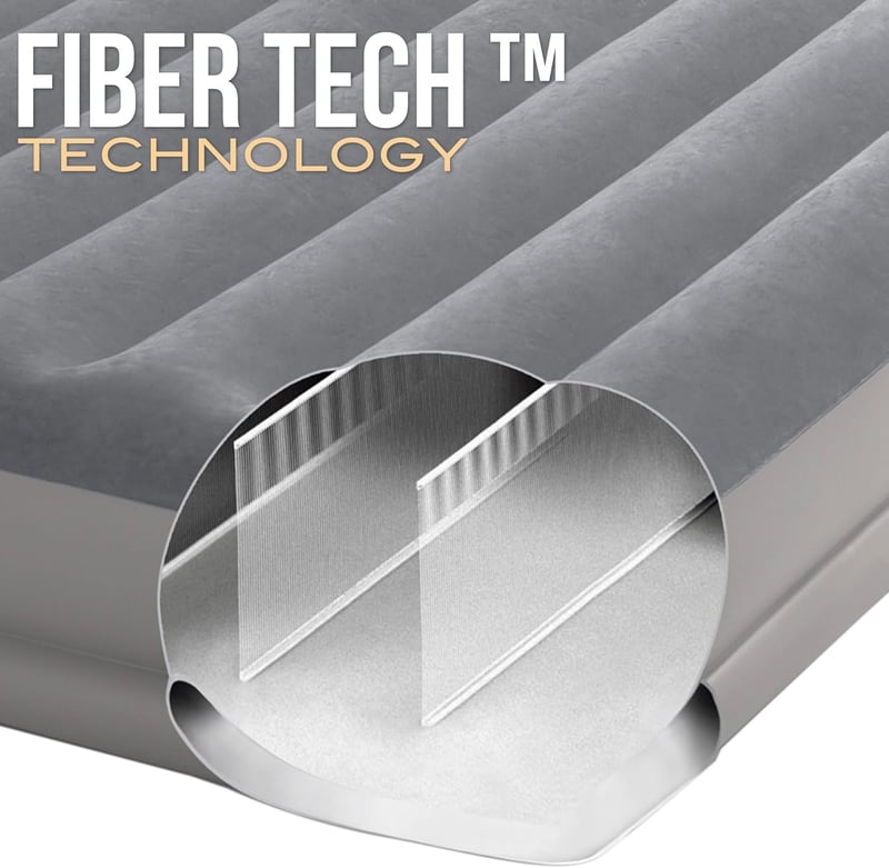 Intex Dura-Beam Prestige önfelfújó dupla matrac USB pumpával, 152x203 cm - 152x203x30 cm, Grey