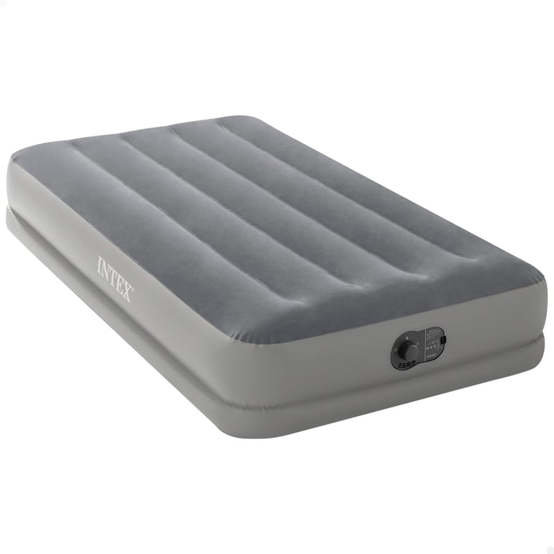 Saltea gonflabilă pentru oaspeți Intex DuraBeam, 1 persoană, 99x191x30 cm, max. 136 kg, cu pompă electrică USB integrată, material Fibre-Tech, saltea de camping (64112)