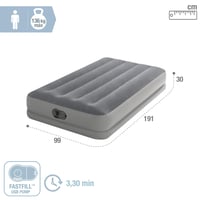 Saltea gonflabilă pentru oaspeți Intex DuraBeam, 1 persoană, 99x191x30 cm, max. 136 kg, cu pompă electrică USB integrată, material Fibre-Tech, saltea de camping (64112) 5