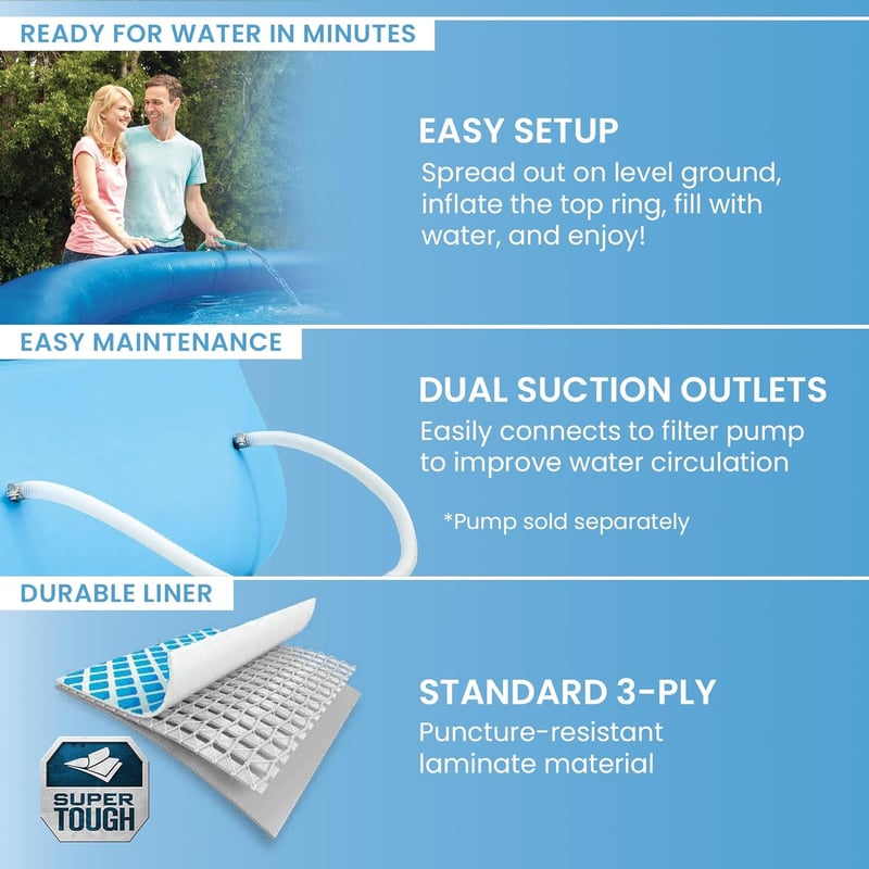 Intex Easy Set medence 305x76 cm szűrő nélkül - 305 x 76 cm, Surface mounted pool.