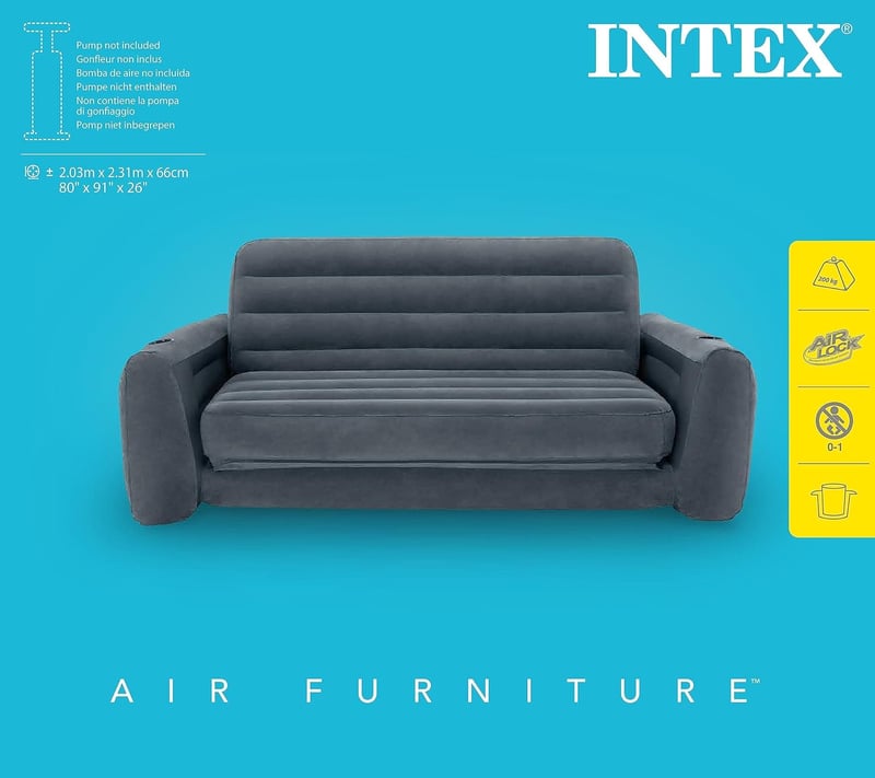 Intex Felfújható Kanapé 2 Személyes Ágyazható Funkcióval 200 kg Terhelhetőség - Single