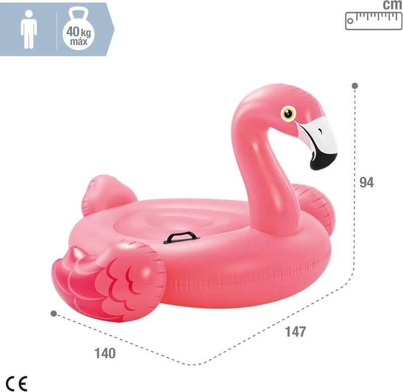 Intex Flamingó Felfújható Úszógumi Gyerekeknek - 142x137x97 cm, 40 kg Teherbírás, PVC Anyag, 3+ Éves Kortól