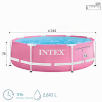 Intex Metal Frame okrugli bazen 244x76 cm, ružičasti, 2483 L, vanjski bazen s metalnim okvirom (28290NP) 4