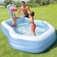 Piscină gonflabilă de familie Intex Swim Center cu coș de baschet, octogonală 2