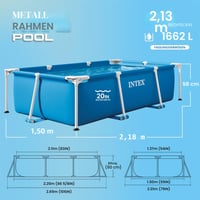 Piscină rectangulară cu cadru Intex, 220 x 150 x 60 cm, albastru, piscină de grădină pentru adulți și copii 3
