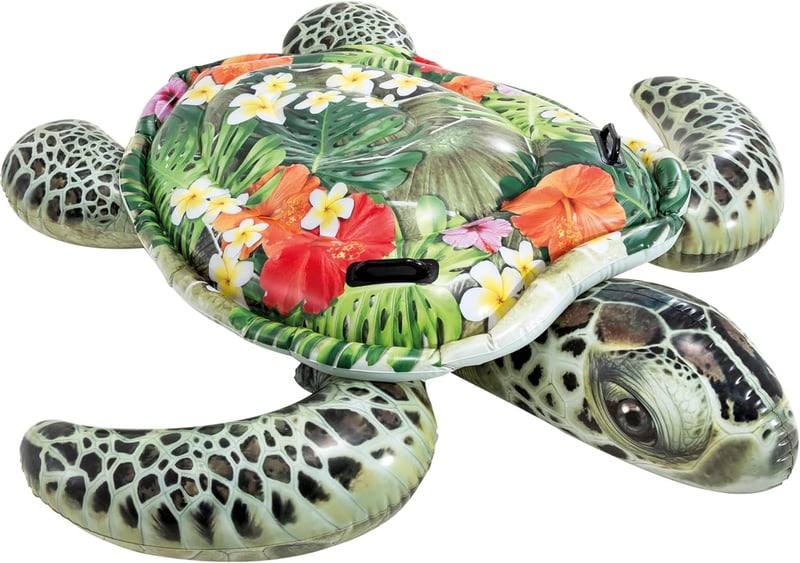 Intex Teknős Felfújható Úszógumi - 191x171cm Zöld Vízi Játék Gyerekeknek, Medencébe és Strandra, 80kg Teherbírás