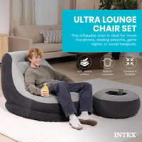 Intex Ultra-Lounge fotelja na napuhavanje s tabureom i držačem za čaše, nosivost do 110 kg, ergonomski dizajn (68564NP) 2