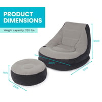 Intex Ultra-Lounge fotelja na napuhavanje s tabureom i držačem za čaše, nosivost do 110 kg, ergonomski dizajn (68564NP) 3