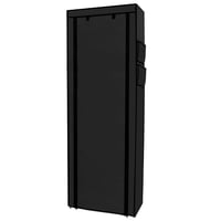 Intirilife Sklopivi ormar od tkanine 170x58x28 cm crni - Stalak za cipele s 9 pretinaca, ormar za odjeću, polica za cipele, kamperski ormar s patentnim zatvaračem 1