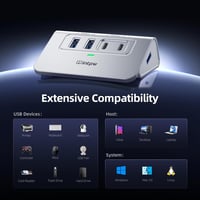 intpw USB C Hub 10 Gbps, 4 Portos USB Elosztó 2 Type-C/Type-A 3.2 Adatporttal, Alumínium USB 3.2 Hub 1m Kábellel Laptophoz PC Mac 7