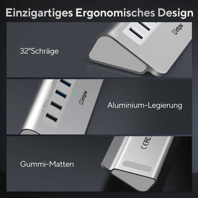 intpw USB-C Hub 9-in-1 Dokkoló Állomás 4K HDMI PD 100W Töltéssel MacBook iPad Laptop Alumínium Elosztó SD Kártya Olvasó