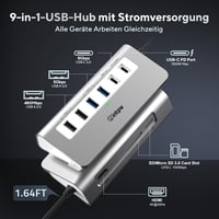 intpw USB-C Hub 9-in-1 Dokkoló Állomás 4K HDMI PD 100W Töltéssel MacBook iPad Laptop Alumínium Elosztó SD Kártya Olvasó 2