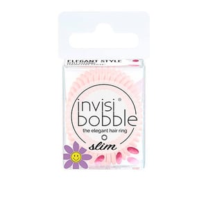 Elastic de păr spiralat invisibobble Slim - 3 bucăți, Roz pal, elastic subțire pentru femei și fete - Fără deteriorarea părului