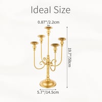 Sfeșnic Inweder auriu din metal cu 5 brațe, 50 cm, set de 2 bucăți pentru decor vintage de nuntă și Crăciun 6