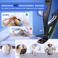 INXEN Ergonomikus Körömvágó Szett Időseknek - 3 Darabos Vastag Lábköröm Vágó Széles Nyílással és Gyűjtőtartállyal 3
