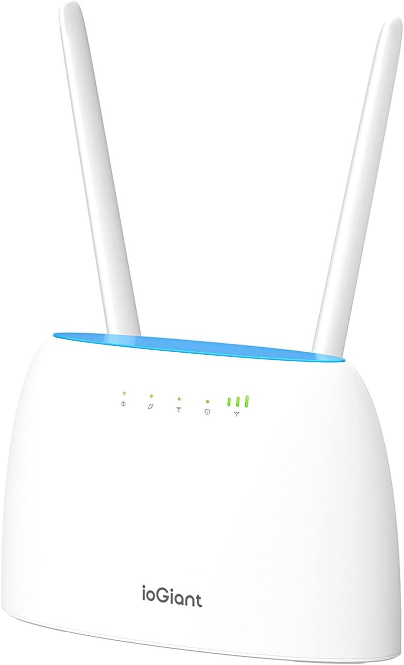 ioGiant AC1200 4G LTE Router SIM kártyához - Dual Band WiFi (867Mbps/5GHz, 300Mbps/2.4GHz), 150Mbps letöltési sebesség, 64 eszköz csatlakozt
