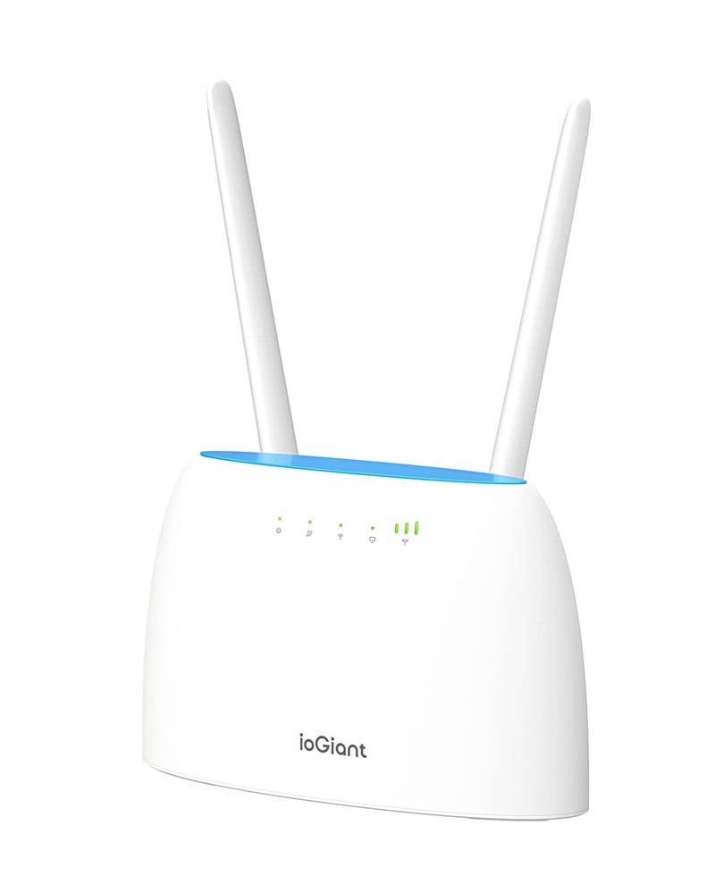 ioGiant AC1200 4G LTE Router pre SIM kartu - Dvojpásmová WiFi (867 Mbps/5 GHz, 300 Mbps/2,4 GHz), rýchlosť sťahovania 150 Mbps, pripojenie 64 zariadení