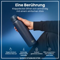 Sticlă pentru apă ion8 de 1 litru, ușoară, din oțel inoxidabil, neizolată, etanșă, cu deschidere cu o singură mână, capac rabatabil, lavabilă în mașina de spălat vase, gri-cenușiu și albastru marin 4