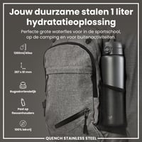 ion8 1-litrová nerezová fľaša na vodu, sivá, nepriepustná, otváranie jednou rukou, vhodná do umývačky riadu, ľahká, vyklápací uzáver, s pútkom na nosenie 2