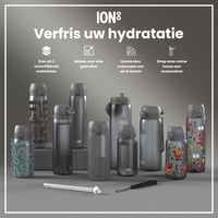ion8 1-litrová nerezová fľaša na vodu, sivá, nepriepustná, otváranie jednou rukou, vhodná do umývačky riadu, ľahká, vyklápací uzáver, s pútkom na nosenie 8